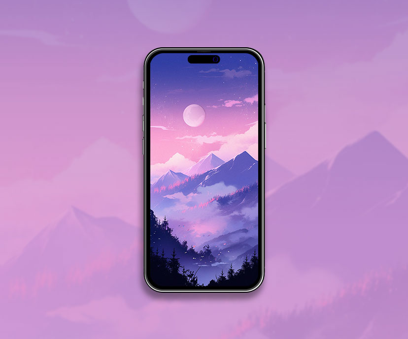 Mountains & Moon Purple Wallpaper Purple Mountains Wallpaper f