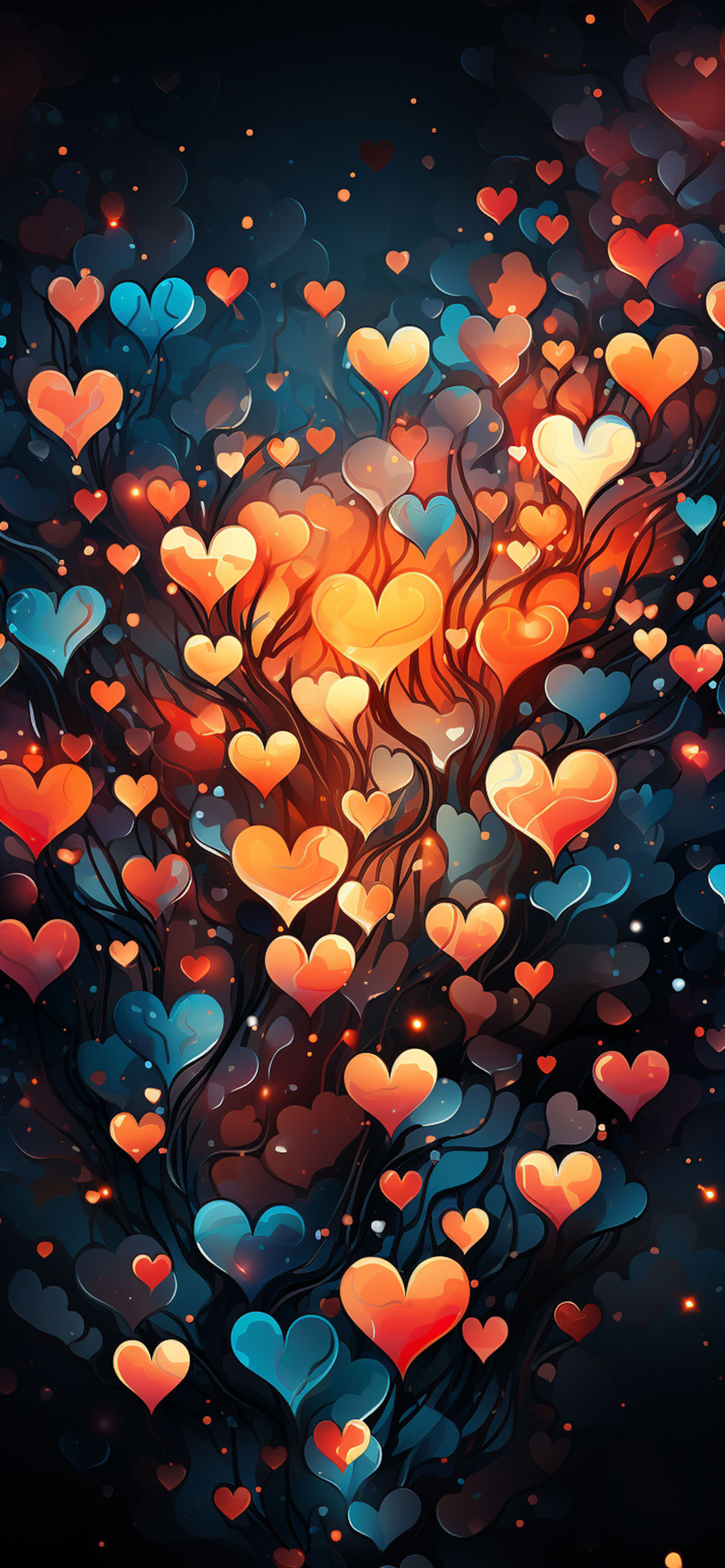 Orange & Blue Love Hearts Pattern Wallpaper GLove Hearts Wallp
