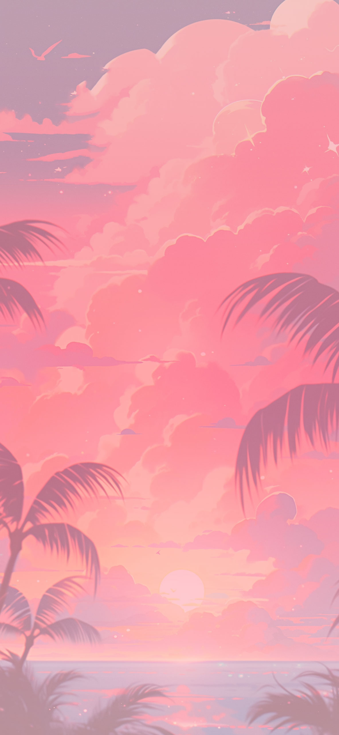 Palm Trees & Pink Clouds Summer Wallpaper Pink Clouds Wallpape