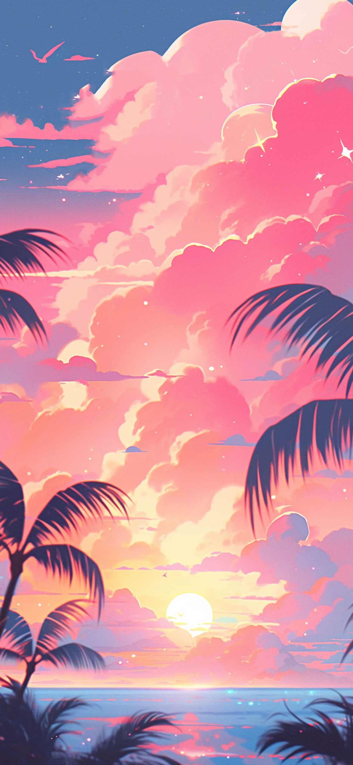 Palm Trees & Pink Clouds Summer Wallpaper Pink Clouds Wallpape