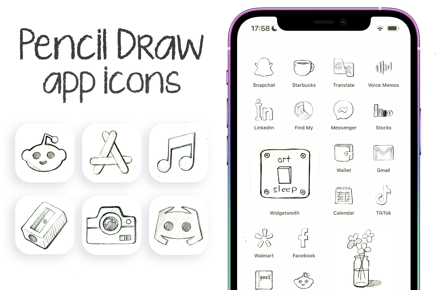 Pencil Draw App Icons iOS & Android Aesthetic App Icons for iP