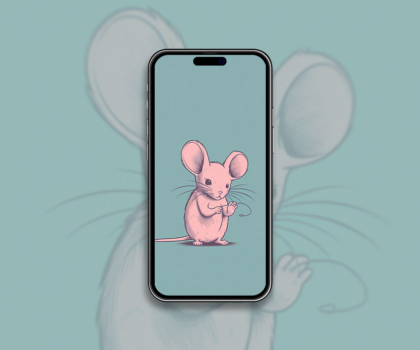 Pink Mouse Blue Wallpaper Fond d’écran de la souris pour iPhone