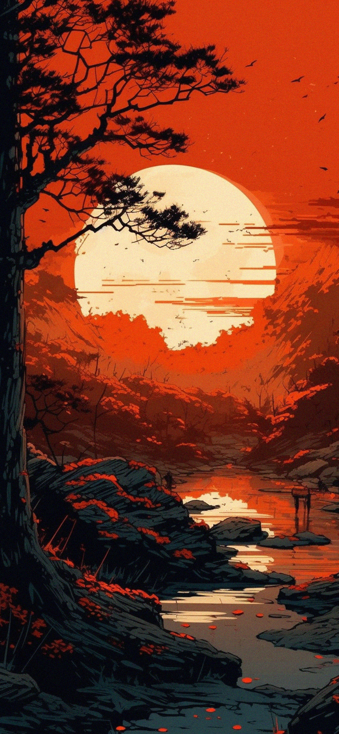 Red Sunset Anime Wallpaper Anime Red Wallpaper for iPhone