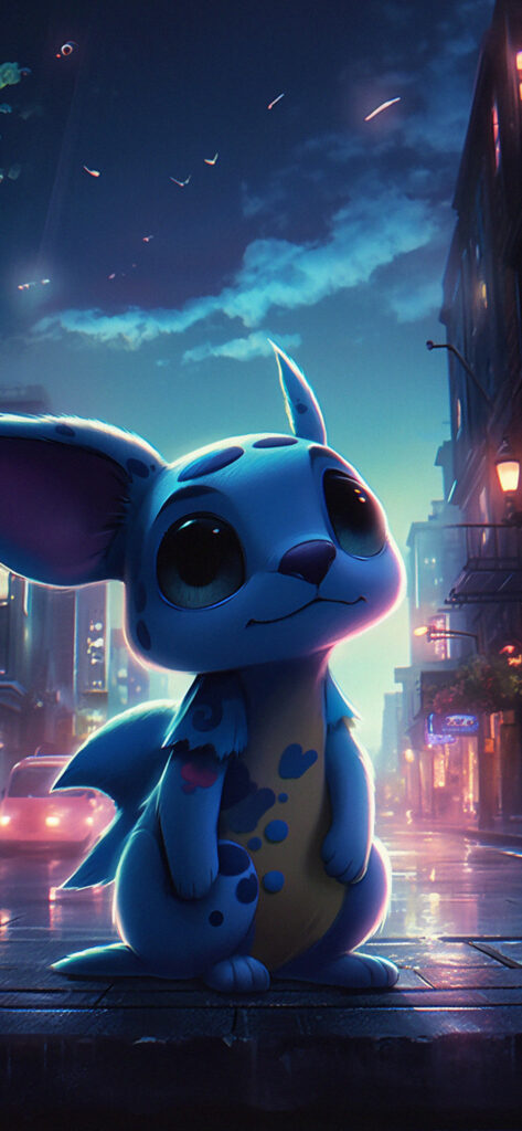 Stitch in the Night City Art Wallpapers - Stitch Wallpaper for iPhone
