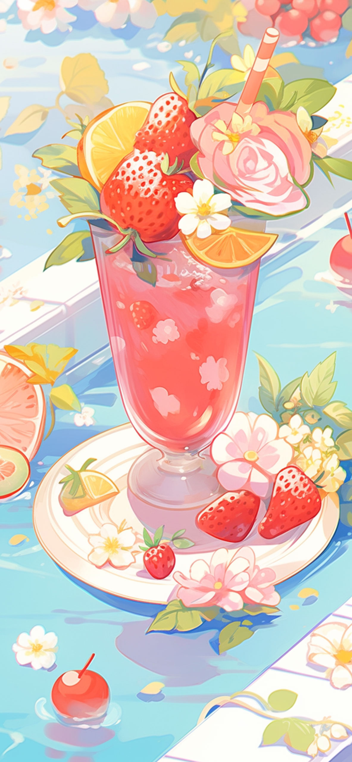 Strawberry Cocktail Summer Wallpapers - Cute Summer Wallpapers
