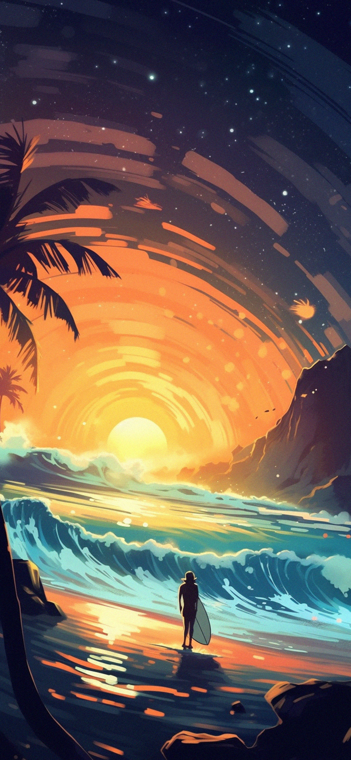 sunset surfing wallpapers