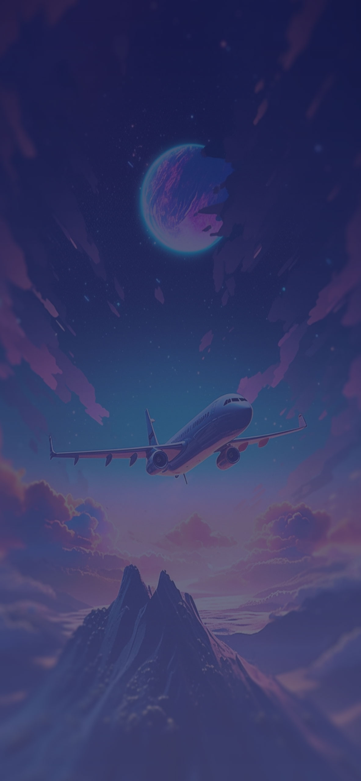 The plane flying above the mountains art wallpaper The flying