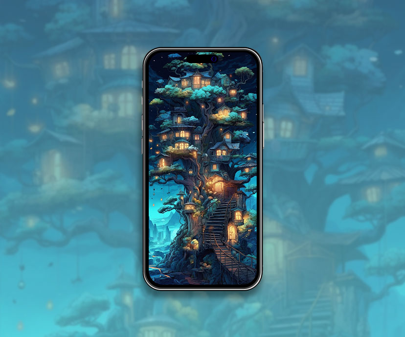 Fond d’écran magique de cabane dans les arbres Fond d’écran magique de maison d’arbre pour iPho