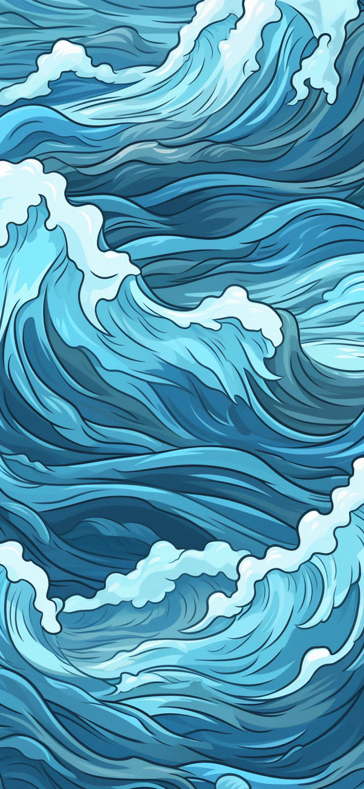 Water pattern cartoon wallpaper Blue art water wallpaper iPhon