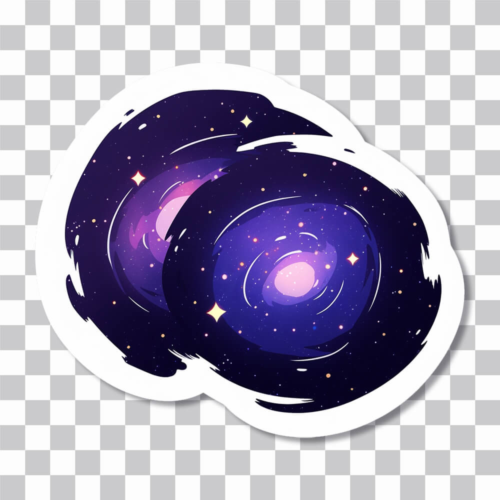 2 galaxies drawn sticker cover
