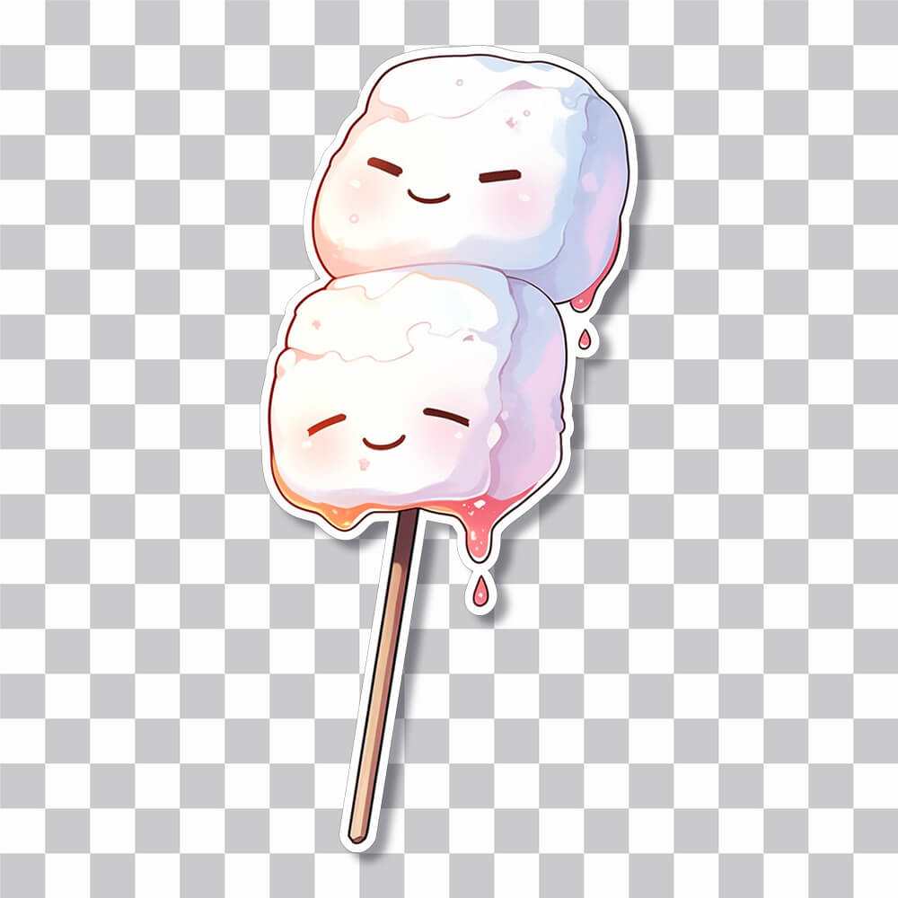 aestehtic kawaii marshmallows on stick sticker cover