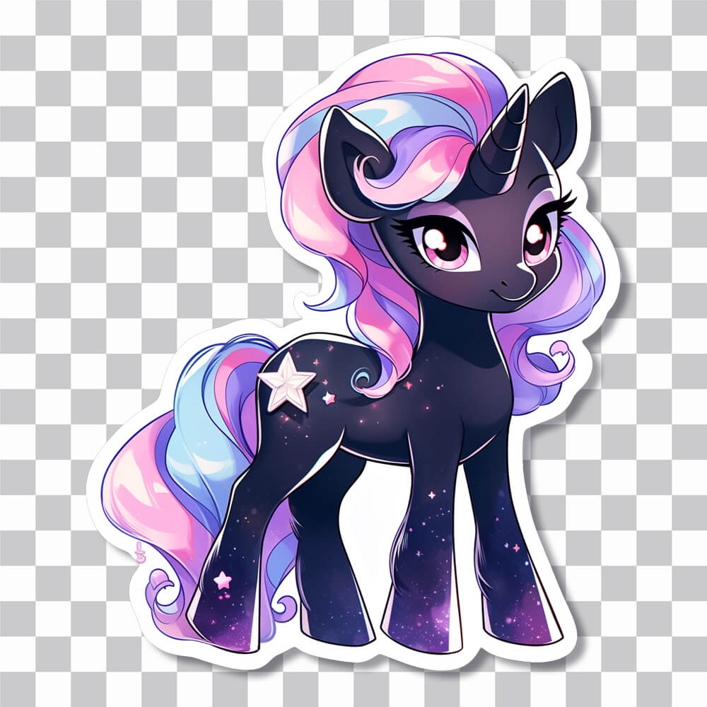 aesthetic cute black unicorn sticker cover