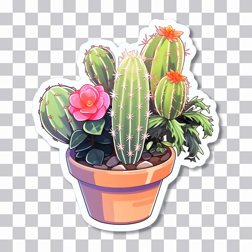 cachet esthétique pot de fleurs cactus plantes autocollant