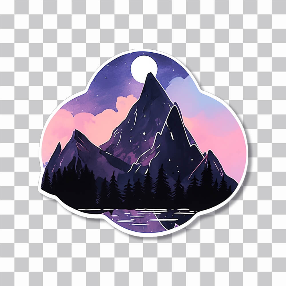 aesthetic night mountains sticker cover