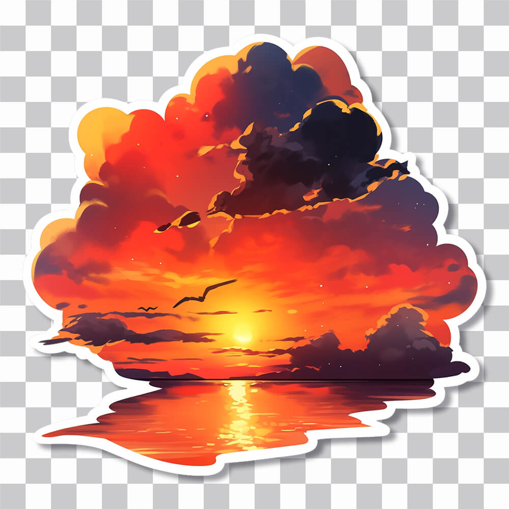 aesthetic orange sea sunset sticker cover