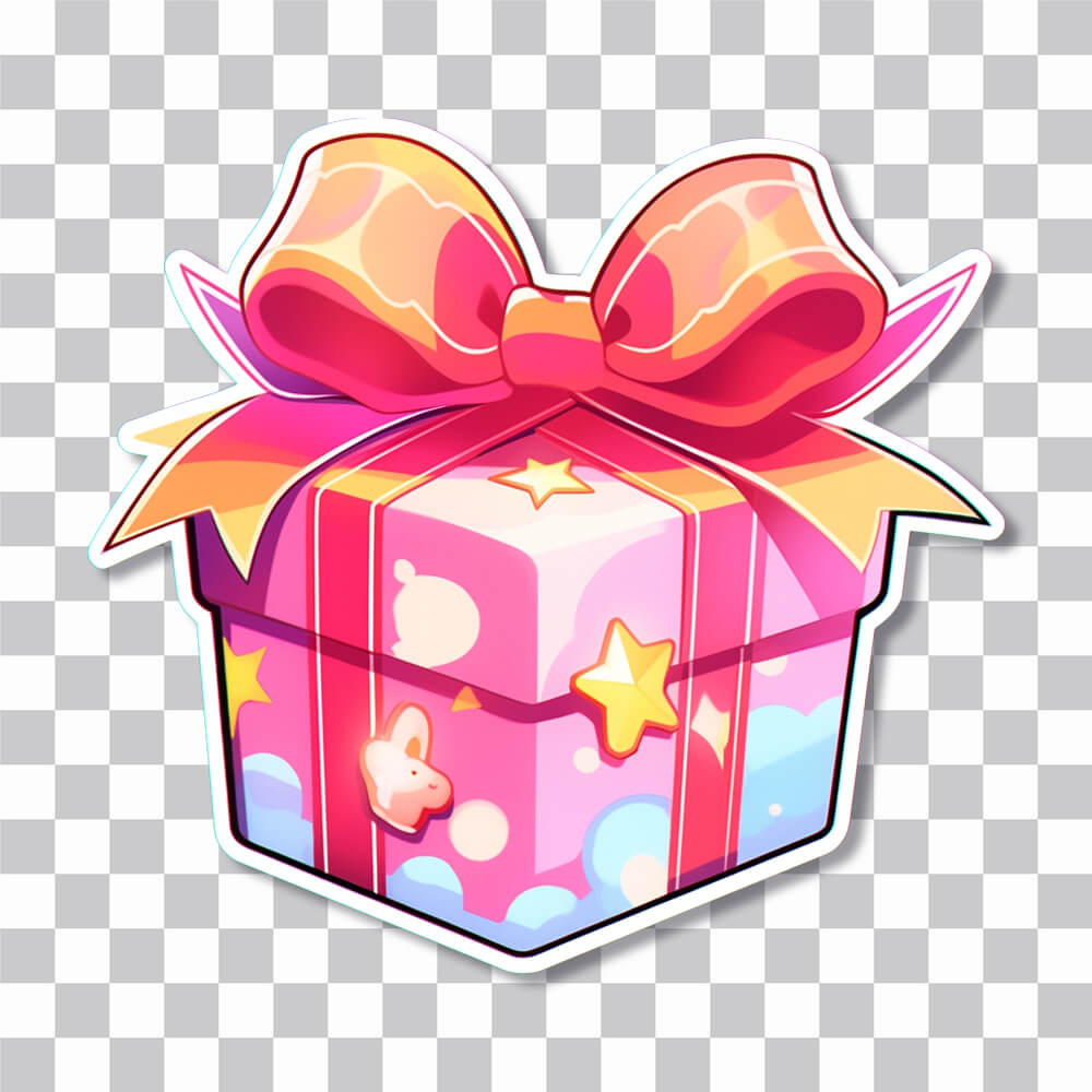 aesthetic pink wrapped gift sticker cover