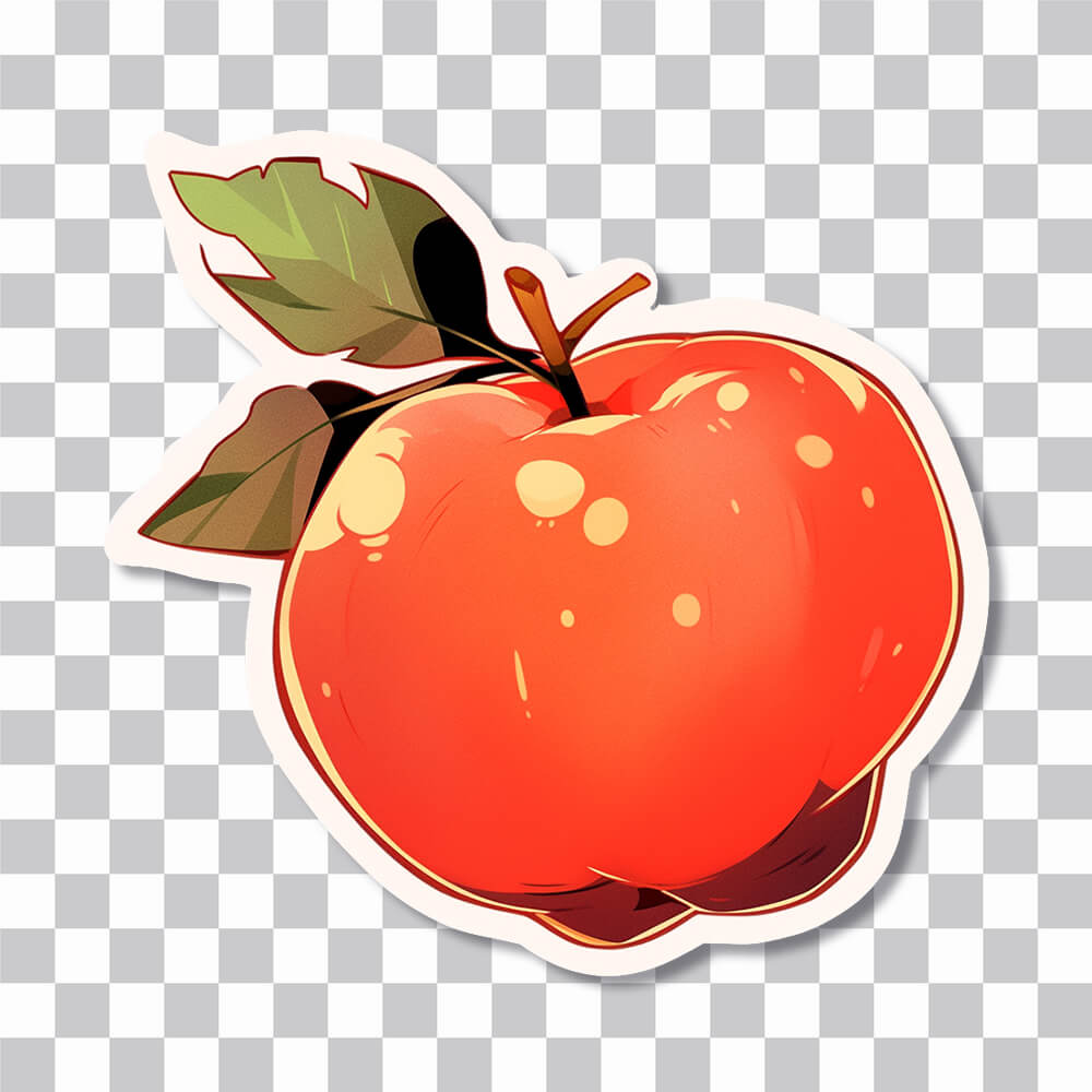 aesthetic red apple with leaves sticker cover