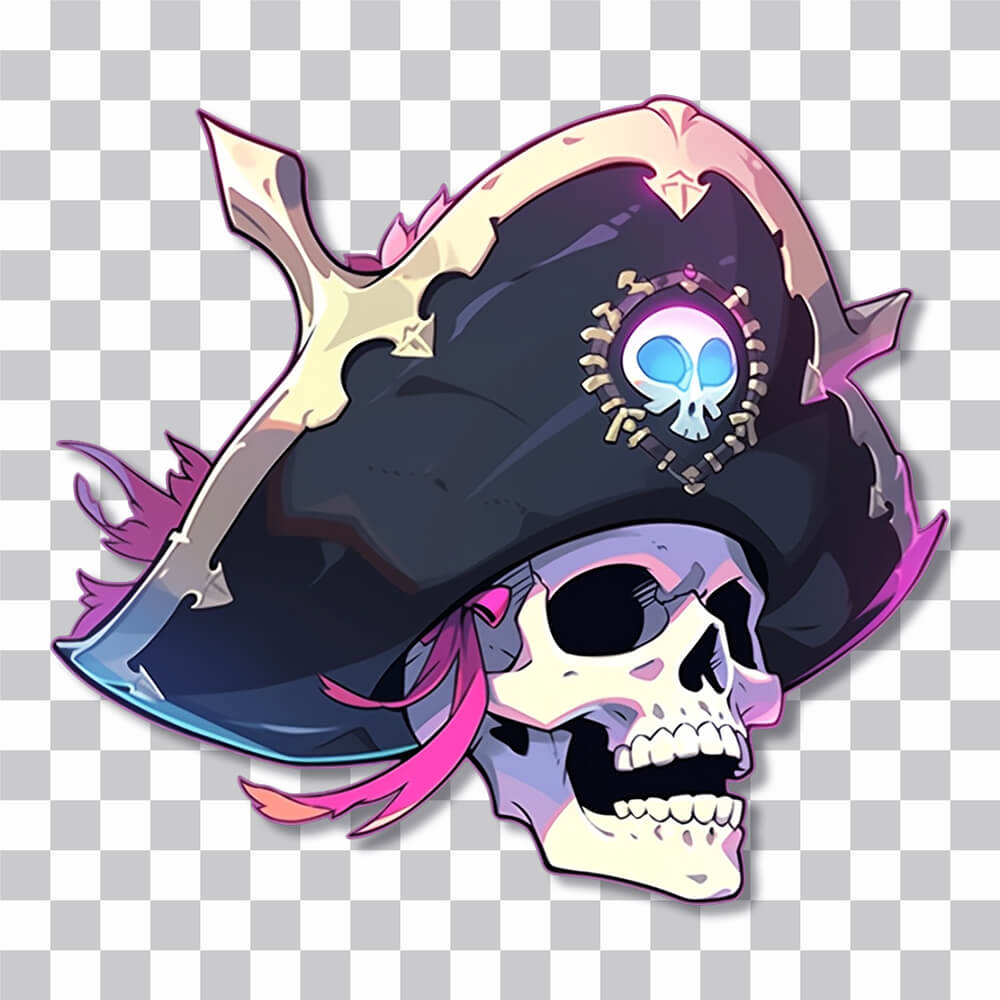 aesthetic skull in pirate hat sticker cover