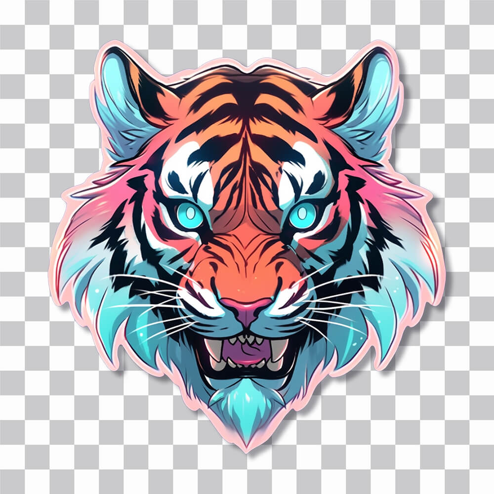 aesthetic tiger head pastel sticker cover