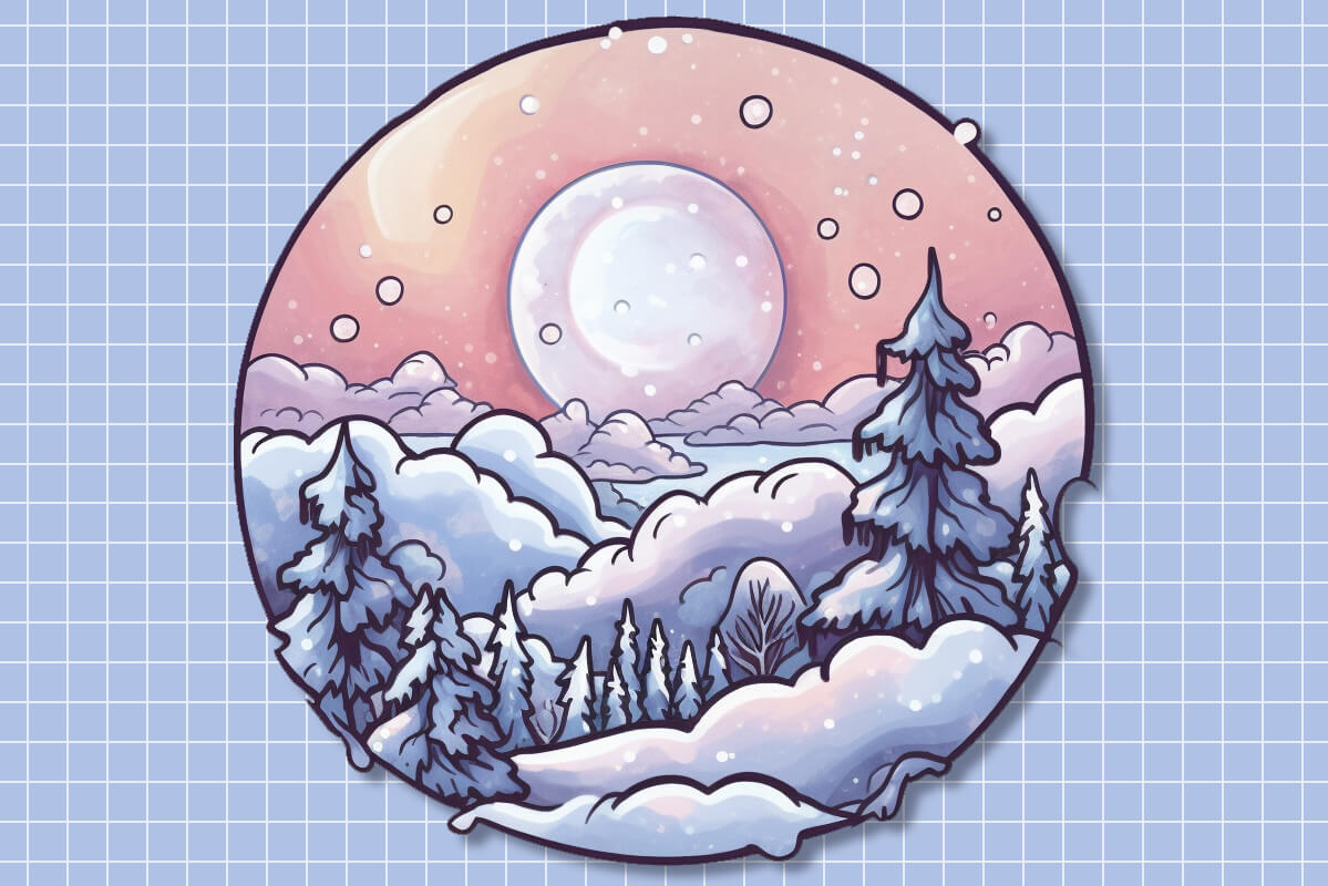 Snowy Sunset Winter Sticker