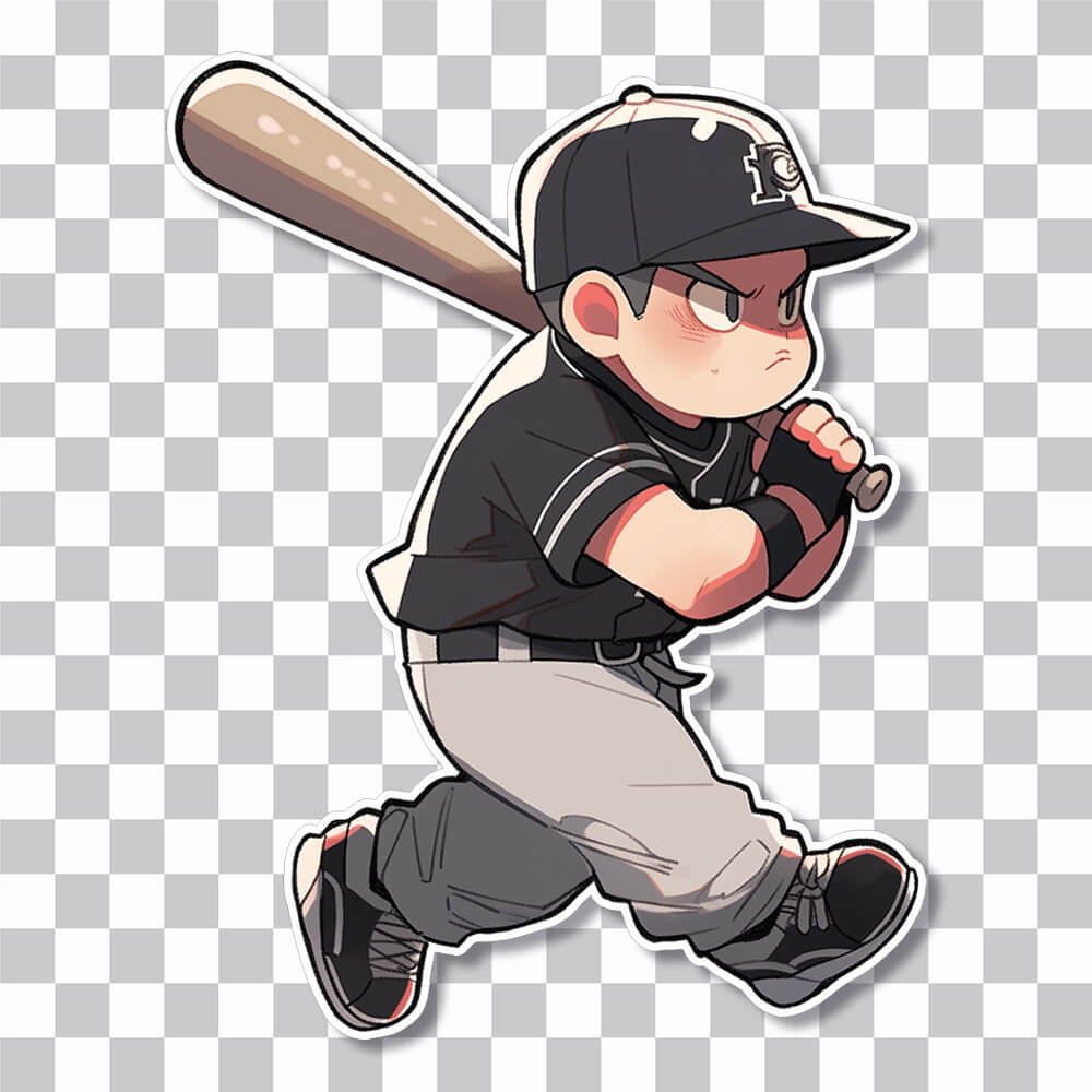 angry cute baseball player walking sticker cover
