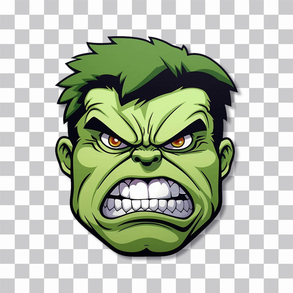 angry hulk cartoon head sticker cover