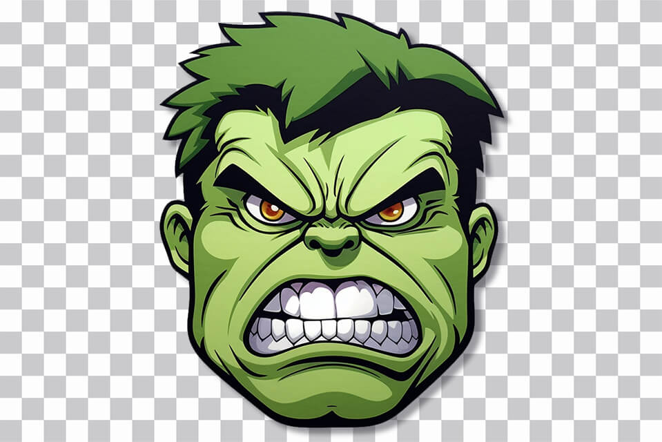 Angry Hulk Cartoon Head from Marvel 💚👊