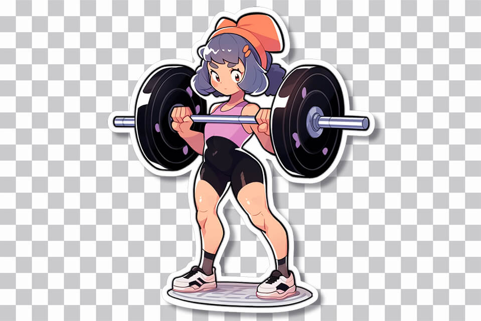 Anime girl lifting weights with attitude on Craiyon