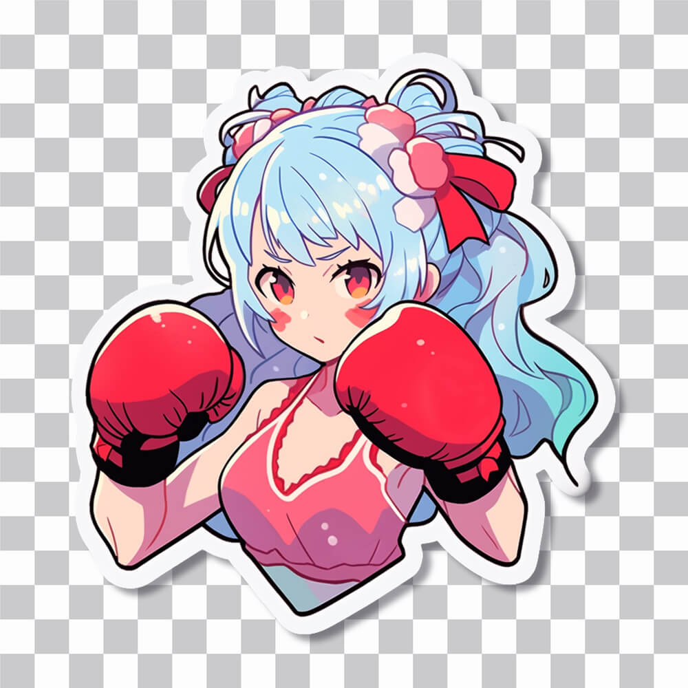 anime girl in boxing gloves sticker cover