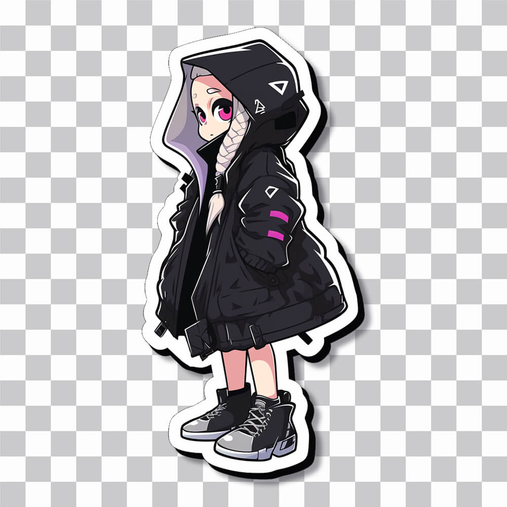 anime girl techwear jacket sticker cover