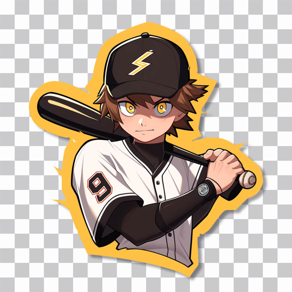 anime guy with baseball bat sticker cover