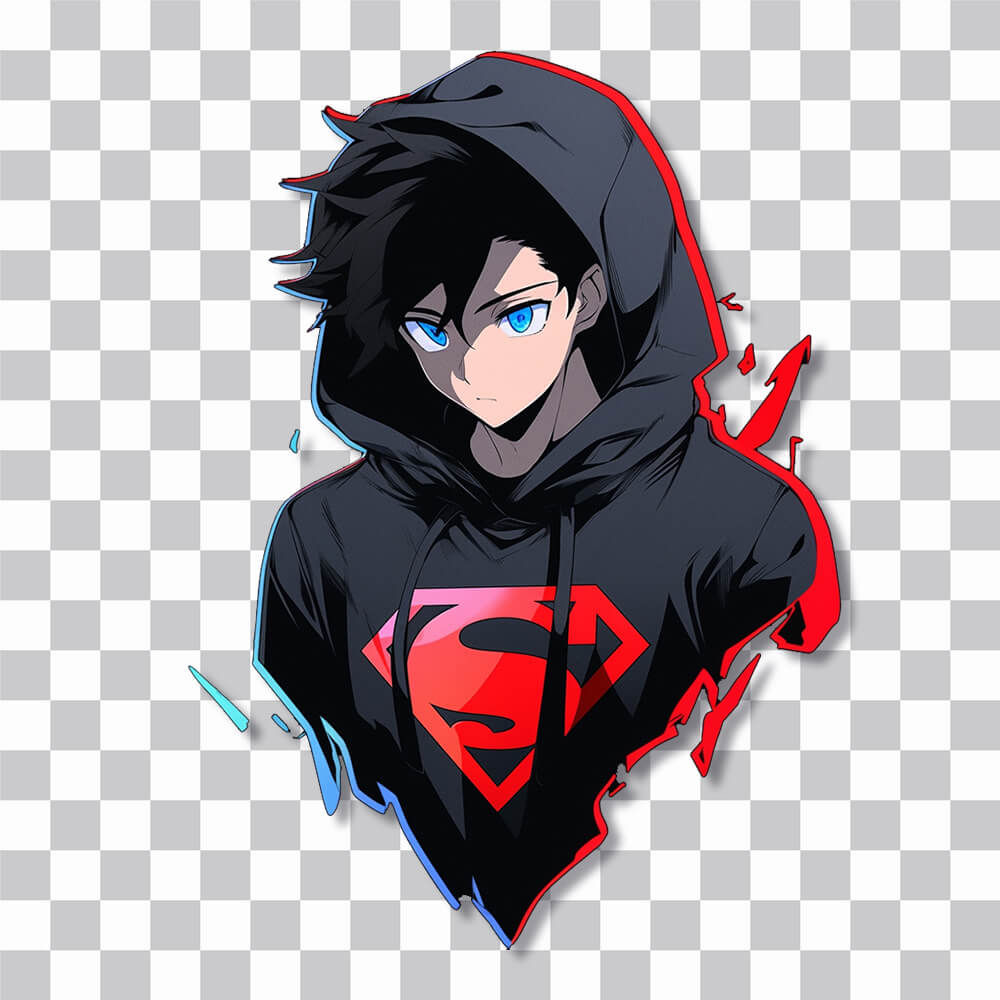 anime superman in a hoodie sticker cover