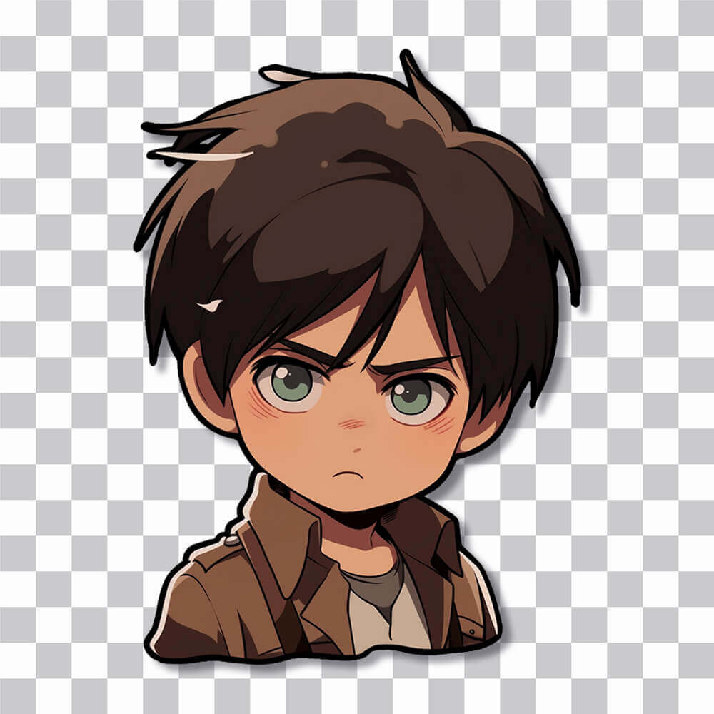 aot serious cute eren yeager kid sticker cover