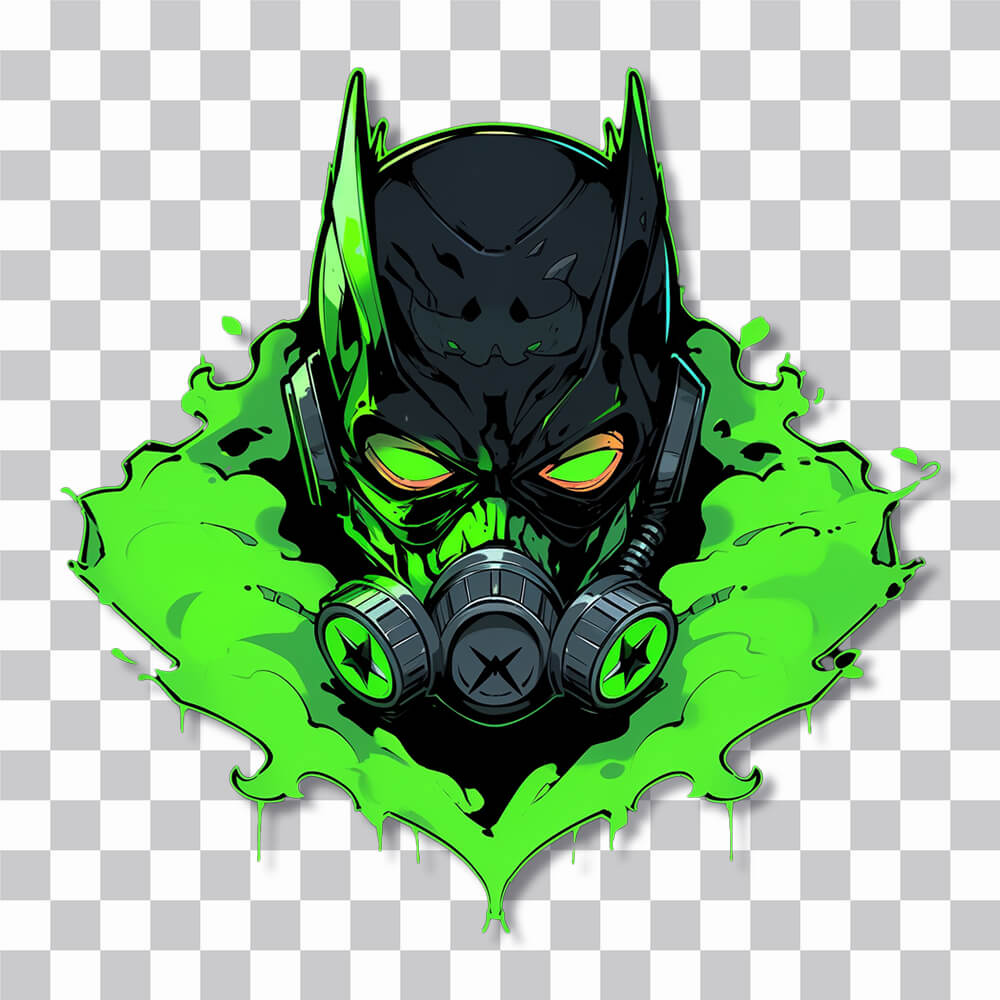 batman in gas mask toxic sticker cover