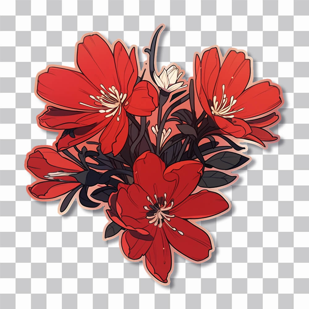 beautiful four red flowers sticker cover