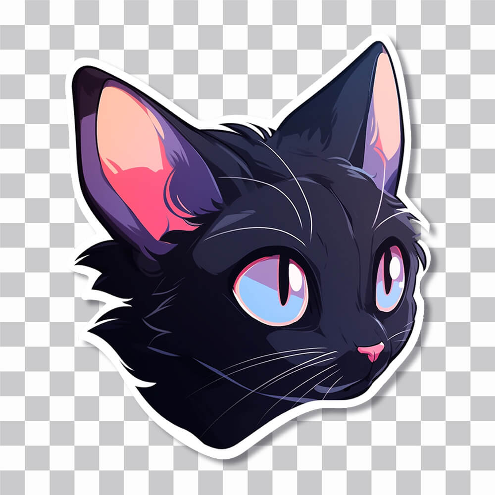 black cat head cartoon sticker cover