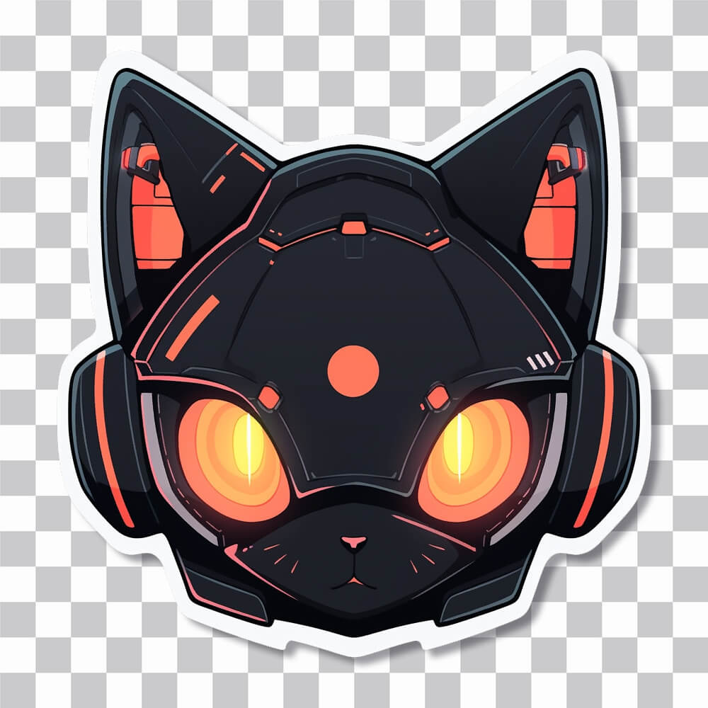 black cyber cat sticker cover