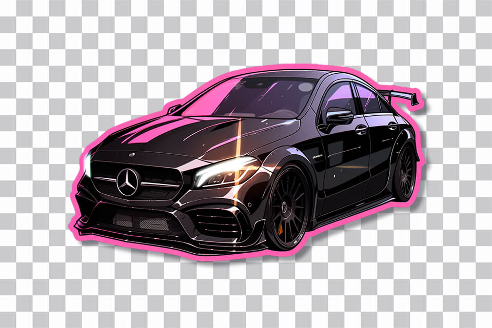 Black Mercedes-Benz CLA: Cool Car PNG Sticker Download 🚗💖