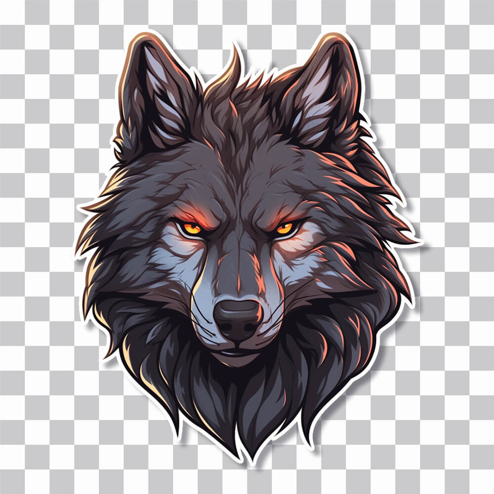 black wolf head sticker cover