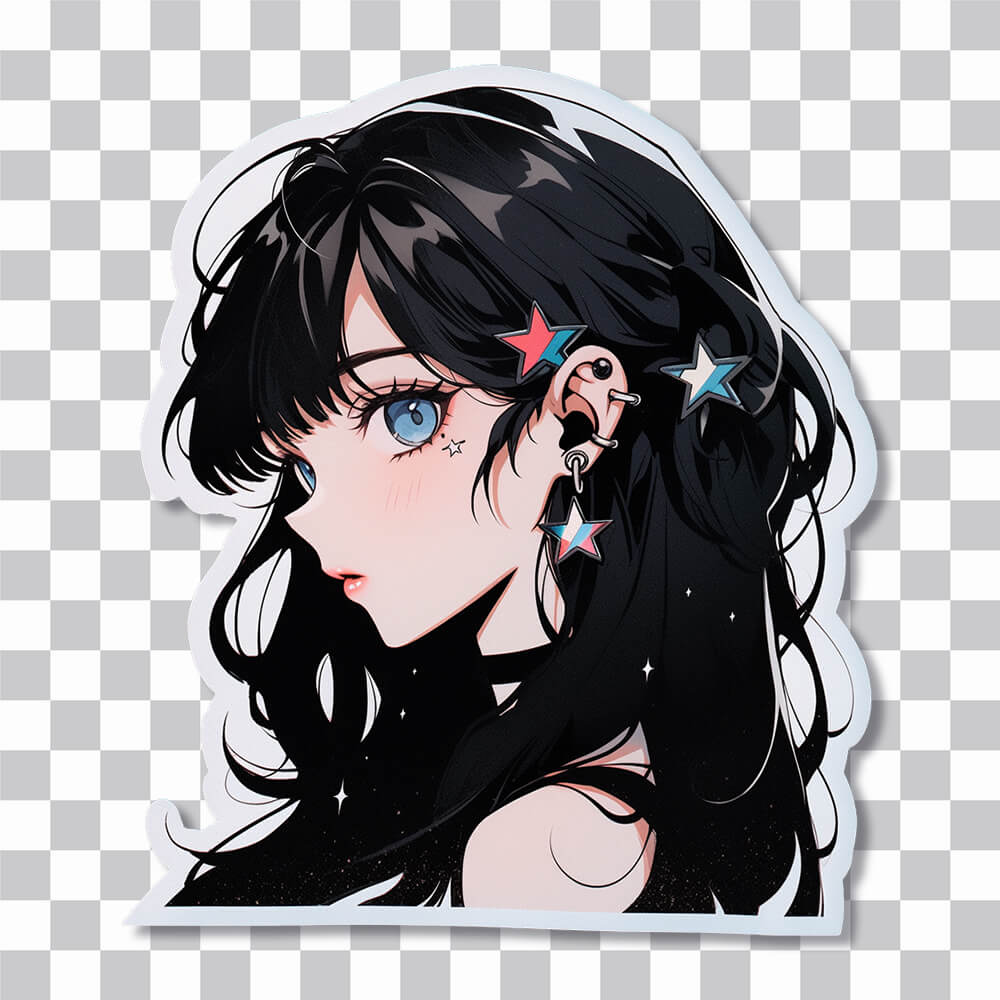 blue eyed brunette anime girl aesthetic sticker cover
