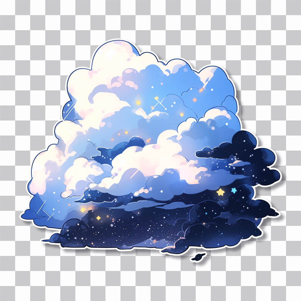 blue midnight clouds aesthetic sticker cover