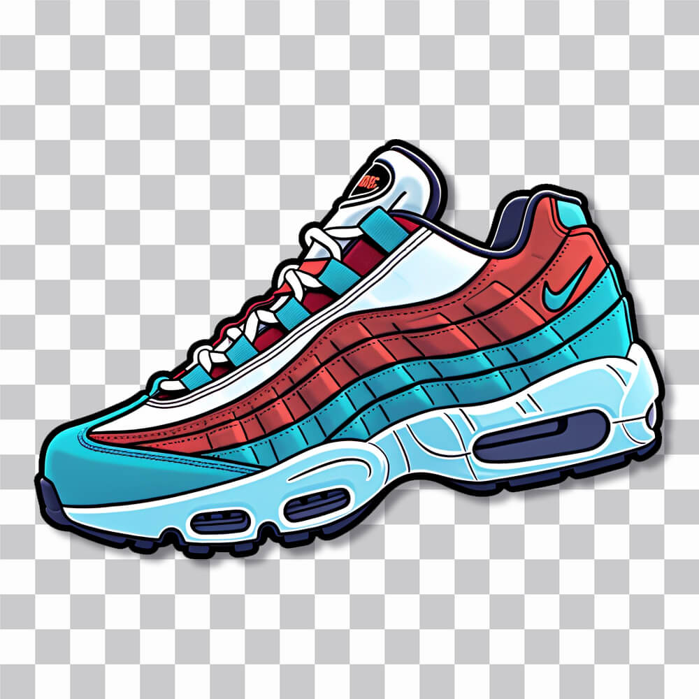 blue red nike air max 95 shoe sticker cover