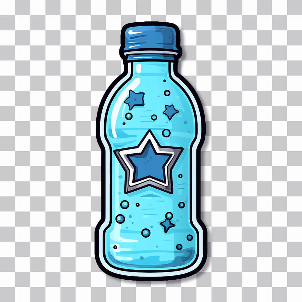blue water bottle with stars sticker cover