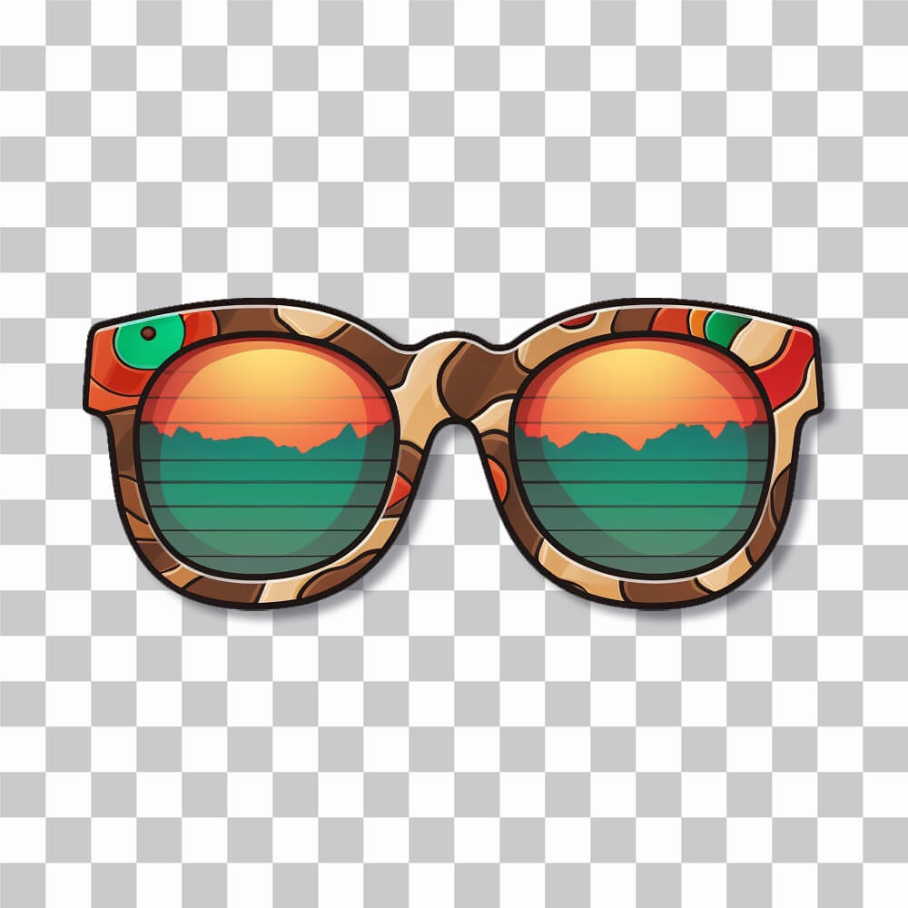 bright sunglasses with green orange reflection sticker cover