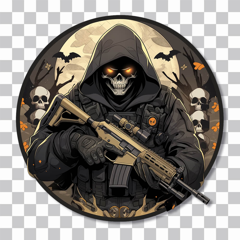 call of duty soldier masked skull round sticker cover