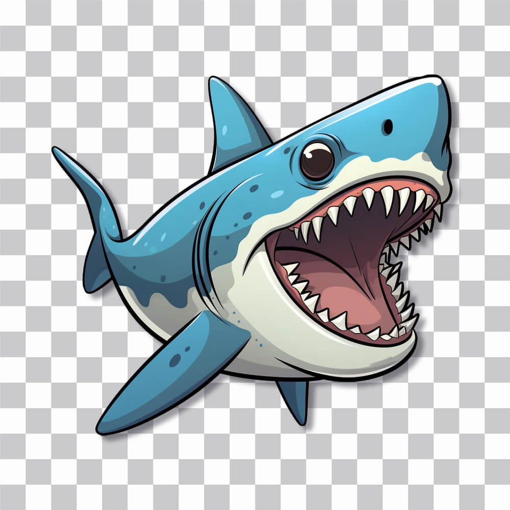 cartoon big toothy white shark sticker cover