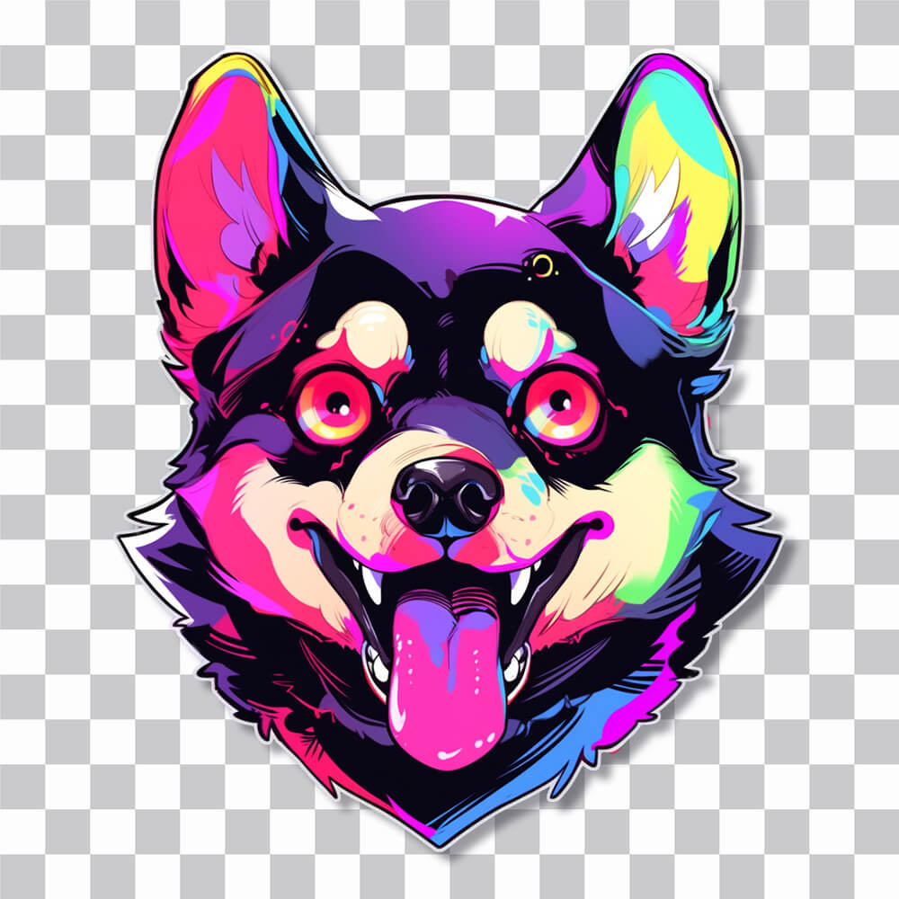 colorful dog head art sticker cover