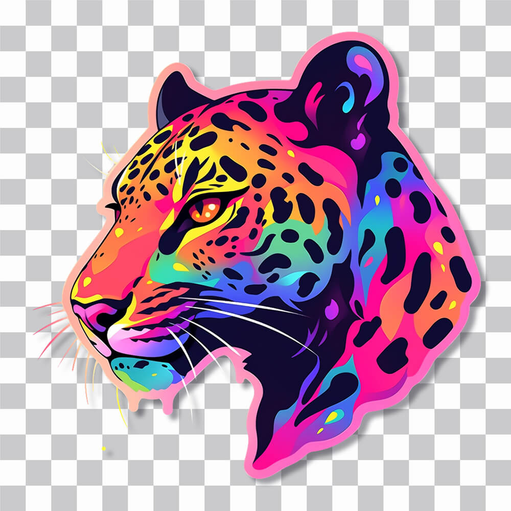 colorful leopard head sticker cover
