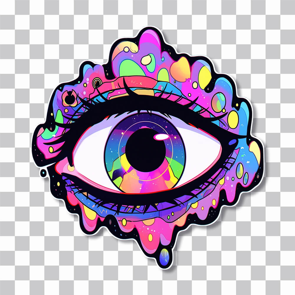 Colorful Trippy Eye Sticker - Psychedelic Vision PNG Sticker