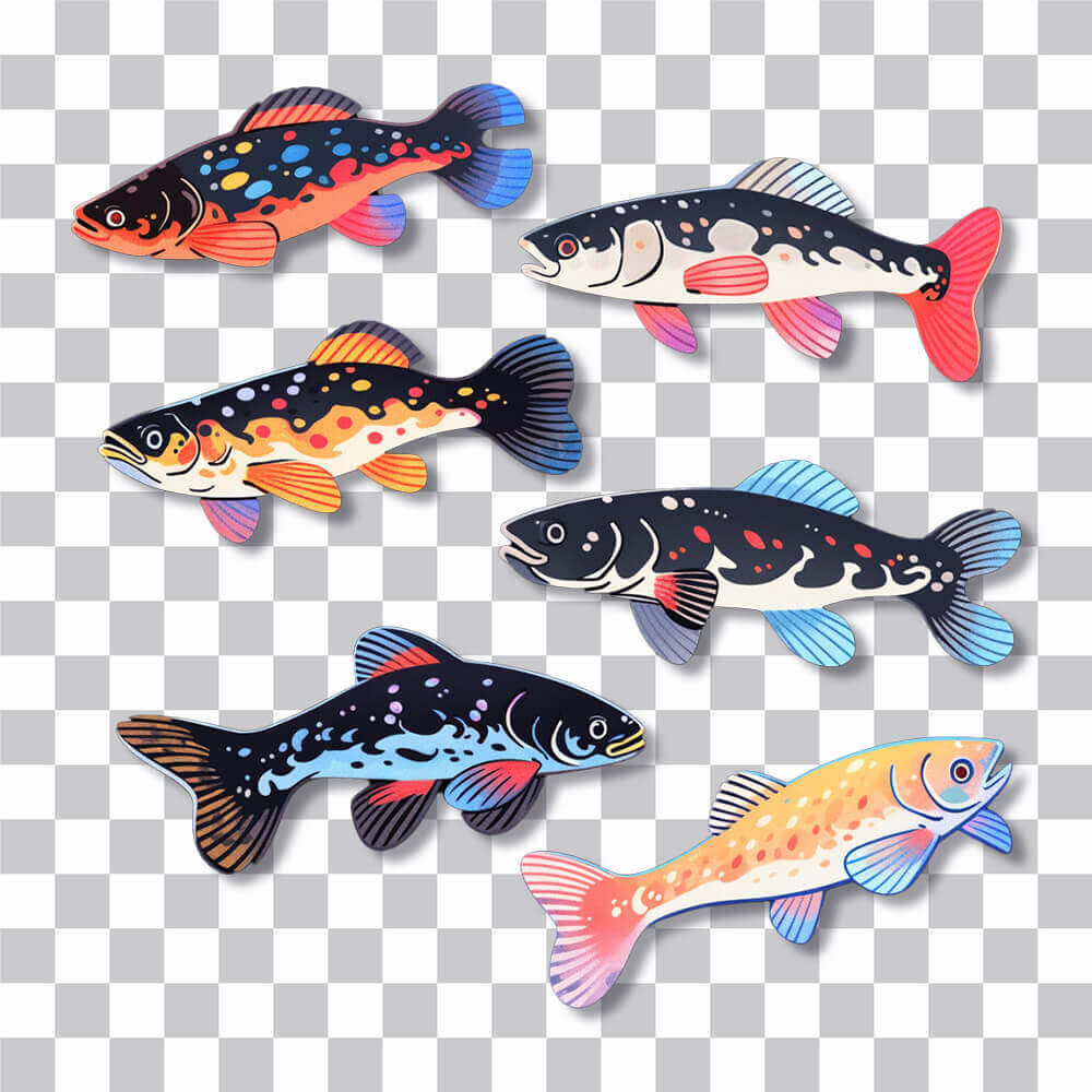 colorful trout fish art sticker cover